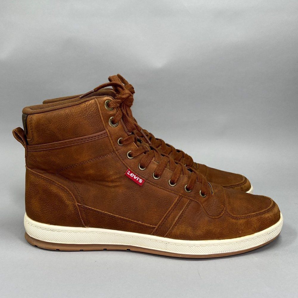 Levi's Stanton Shoes Men's 10.5 Brown‎ Waxed High Top Retro Sneakers